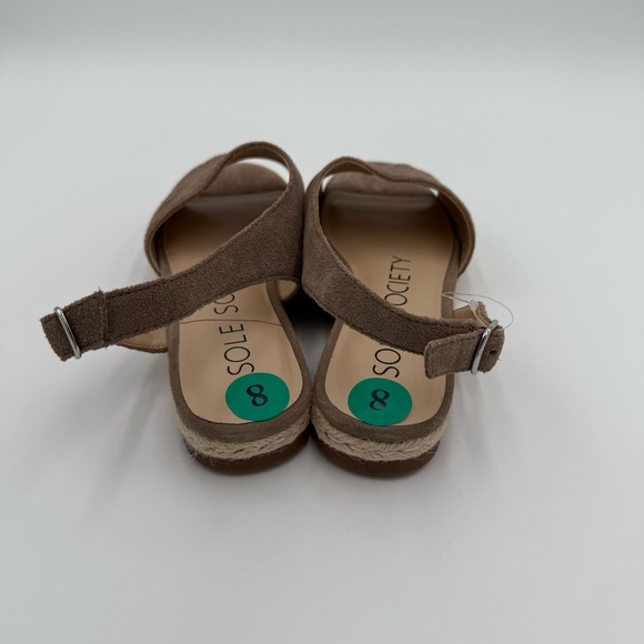 Sole Society Dolven Dune Suede Leather Back Strap Summer Sandals Brown 8 NWOT - Picture 6 of 9